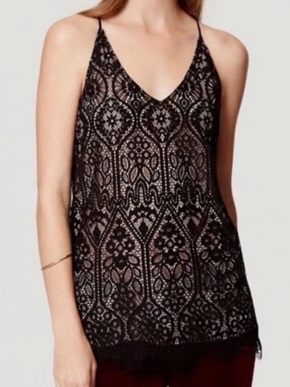 Loft NWT Size Large Stained Glass Black Lace Cami